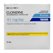 CLONIDINE TRANSDERMAL 0.1 MG<br> 4 Patch/box <br> Brand Name ( CATAPRES TTS 0.1MG ) <br> Teva 00555100916