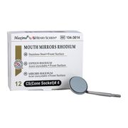Dental  Mirror Head Size 4 <br> Single Side Cone Socket <br>Front Surface Rhodium 12/Box <br> HS  104-3614
