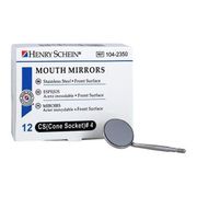 Dental  Mirror Head Size 4 <br> Single Side Cone Socket Front Surface <br>Stainless Steel 12/Box <br> HS 104-2350