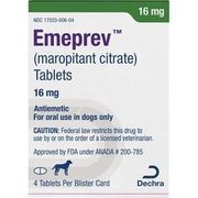 Emeprev (maropitant citrate) Tablets <br> 16 mg, 4 Tablets/Blister Card<br> DECHRA  EMPVST-16