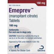 Emeprev (maropitant citrate) Tablets <br>160 mg, 4 Tablets/Blister Card <br> DECHRA  EMPVST-160