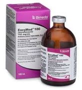 EnroMed 100 (Enrofloxacin) <br>Antimicrobial Injectable Solution <br> 100mg/mL, 100mL <br> Bimeda 1ENR007