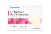 Foam Dressing <br>2 X 2 Inch Square Sterile, 10/box <br> Mckesson 61-84322
