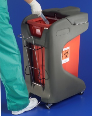 Foot Pedal Cart For 8 Gal Slide-Top Sharp Containers, 1/cs Kendall 8981FP