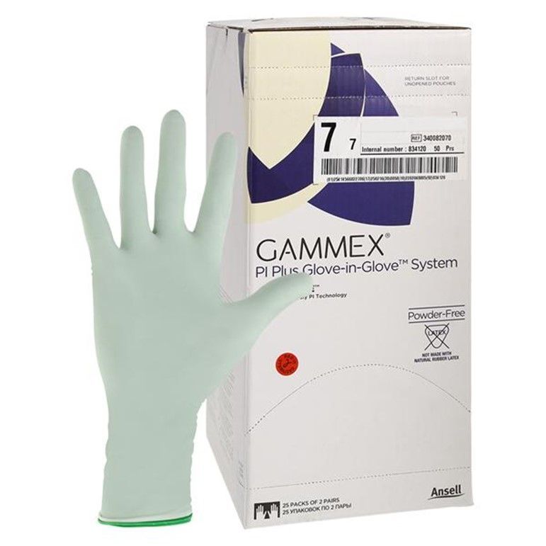 Gammex Polyisoprene Surgical Gloves Size 7 , White / Green 50 Pairs/Box