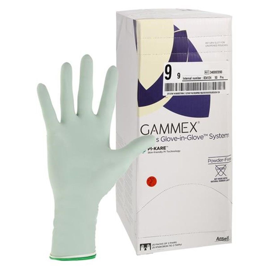 Gammex Polyisoprene Surgical Gloves Size 9 White / Green Chemo Approved