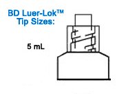 General Purpose Syringe <br>BD Luer-Lok 5 mL Luer Lock Tip <br>Without Safety , 125/Box <br> BD 309646