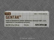 GENTAK <BR> GETAMICIN SULFATE <BR> OPHTHALMIC OINTMENT <BR> 0.3% , 3.5 GM TUBE <BR> NDC # 17478-0284-35
