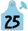 Global Maxi Female Ear Tag <br>  with Button, Numbered 1-25,<br>  Blue , 25/Pack <br> Allflex GXF025/GSM-B