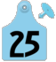 Global Maxi Female Ear Tag <br>  with Button, Numbered 1-25,<br>  Blue , 25/Pack <br> Allflex GXF025/GSM-B