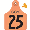 Global Maxi Female Ear Tag <br> with Button, Numbered 1-25, <br> Orange , 25/Pack <br> Allflex GXF025/GSM-O