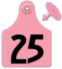 Global Maxi Female Ear Tag <br> with Button, Numbered 1-25,<br>  Pink , 25/Pack <br> Allflex GXF025/GSM-PK