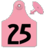 Global Maxi Female Ear Tag <br> with Button, Numbered 101-125, <br> Pink , 25/Pack <br> Allflex 329079
