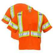 GSS Safety Class 3 <br>HiVis Contrast Mesh Zippered<br> Safety Vest , Orange , X-Large , 5/Case <br>Safety GSS-2006-XL