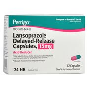 LANSOPRAZOLE DR 15MG <br>42 Capsules/pack <br> Brand Name ( PREVACID ) <br> Perrigo 45802024503