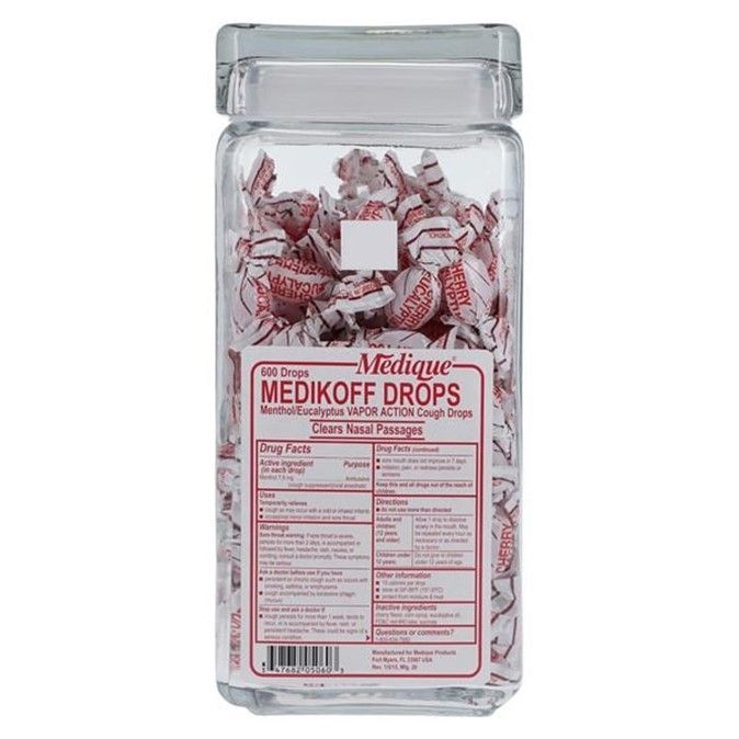 Medikoff Cough Drops 7.6mg Cherry 600/Jar Medique 05060