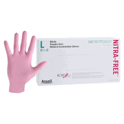 MICRO-TOUCH NitraFree <br> Nitrile Exam Gloves Large Pink <br>  Non-Sterile 100/Bx , 10 Box/Case <br> Ansell 6034513
