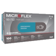 MICROFLEX MidKnight Touch <br> Nitrile Exam Gloves X-Small <br> Black Non-Sterile 100/Bx , 10 Box/Case <br> Ansell 93732060