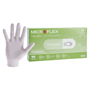 MICROFLEX Soft <br>  White Nitrile Exam Gloves Small<br>  White Non-Sterile 100/Bx , 10 Box/Case <br> Ansell TQ-601-S