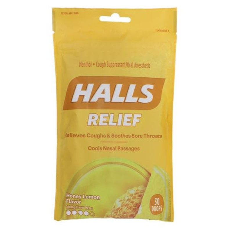 Halls Cough Drops 7.5mg Honey Lemon 300/Case Mondelez 2971000