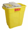 Chemotherapy Sharps Container <br> 1-Piece 18 H X 10.5 W X 7.5 D Inch <br>5 Gallon Yellow Base / Clear Lid Vertical Entry Funnel<br> 8/Case <br> BD 305114