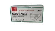 3 Ply Ear Loop Face Masks <br> Disposable , 50/Box , Blue/White <br> Hygiene-50