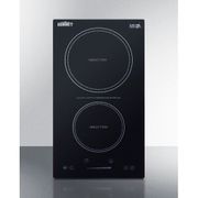 12" Wide 115V 2-Zone <br> Induction Cooktop, Cord Included <br> Cabinet Black <br> Summit SINC2B115