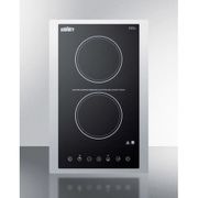 15" Wide 115V <br> 2-Burner Radiant Cooktop<br> Cabinet Black <br> Summit CR2B15T1BTK15
