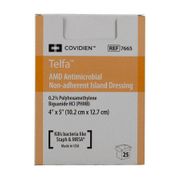 Antimicrobial Island Dressing Telfa AMD <br> 4 X 5 Inch Rectangle Sterile <br> 25/tray, 8 tray/cs <br> Cardinal 7665