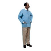 Lab Coat, Disposable, Traditional Collar, <br>Knit Cuff, Knee Length, Snap Closure, <br>Pockets, Blue, Medium, 25/cs <br> Cardinal 2201LC	