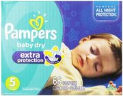 Pampers Extra Protection<br> Baby  Diapers <br>Size 5 , 27+ Lbs <br> 132/Case <br>Pampers-Extra-Protection-5