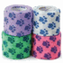 PetFlex Cohesive Flexible Bandage, <br> Blue Paw Print ColorPack, <br> 2" x 5yd , 36/Case <br> Andover 2200PC-036