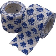PetFlex Cohesive Flexible Bandage, <br> Blue Paw Print on White,<br> 2" x 5yd , 36/Case <br> Andover 2200PW-036