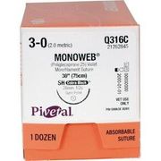 Pivetal MonoWeb Sutures Size 3/0, 12/Pkg <br>  Q316C, 30" (SH), 1/Pkg <br> Patterson 21282845