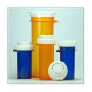 Plastic Rx Cups <br> Thumb Tab Vials <br>40 Dram , 100/Case , Amber <br>VIP 90040