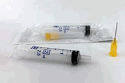 Soft Ject Syringe <br> 2.5ml w/ 25g X 5/8in needle , 100/Box <br> Air-Tite R22558