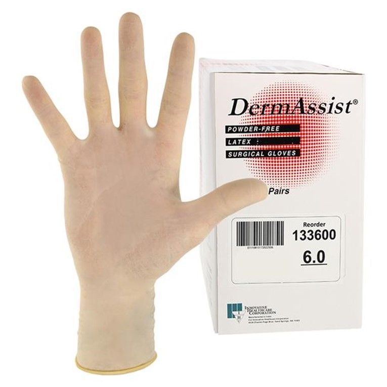 Surgical Glove DermAssist Size 6 Sterile Latex Standard Cuff Length