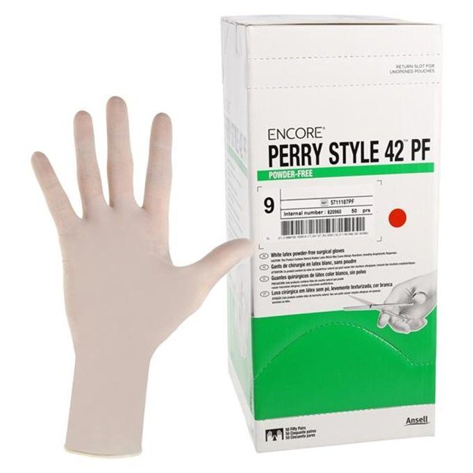 Surgical Glove ENCORE Perry Style 42 PF Size 9 Sterile Latex Standard