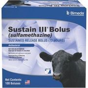 Sustain III Bolus (Sulfamethazine), <br>Sustained Release, Antibacterial, 100 Count <br> Bimeda ISUS023 Sustain III Bolus (Sulfamethazine), <br>Sustained Release, Antibacterial, 100 Count <br> Bimeda ISUS023