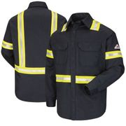 Visibility Long Sleeve <br>FR Uniform Shirt HRC-2<br>  Navy , Large <br> Safety BUL-SLDT-NV-LG