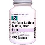WARFARIN SODIUM 2MG <BR>1000 Tablets/pack <br> Brand Name ( COUMADIN 2MG ) <br> Teva 00555086905