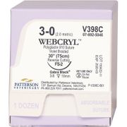  Webcryl Cobra Black Sutures <br> Size  3/0, V398C, 30", (FS-2) - 12/Box <br>PATTERSON 21275146 