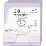 WebCryl Sutures V461,<br> Size 2-0 , 12/Box ,  30" (X-1) <br>PATTERSON 21282902