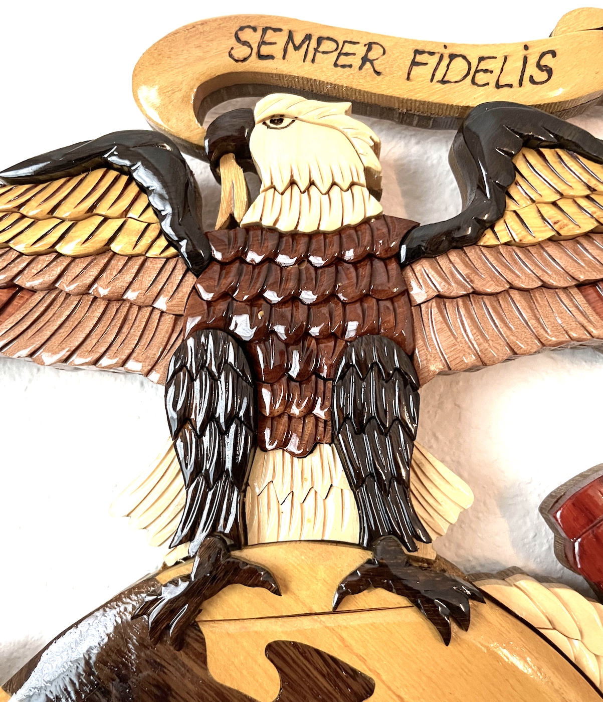 EAGLE GLOBE & ANCHOR WOOD ART PLAQUE