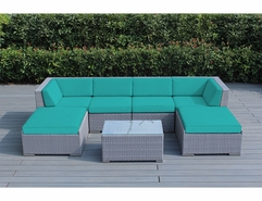 Fully Assembled Ohana Depot Outdoor Patio Furniture 7-Piece Conversation Set with 2 Ottomans