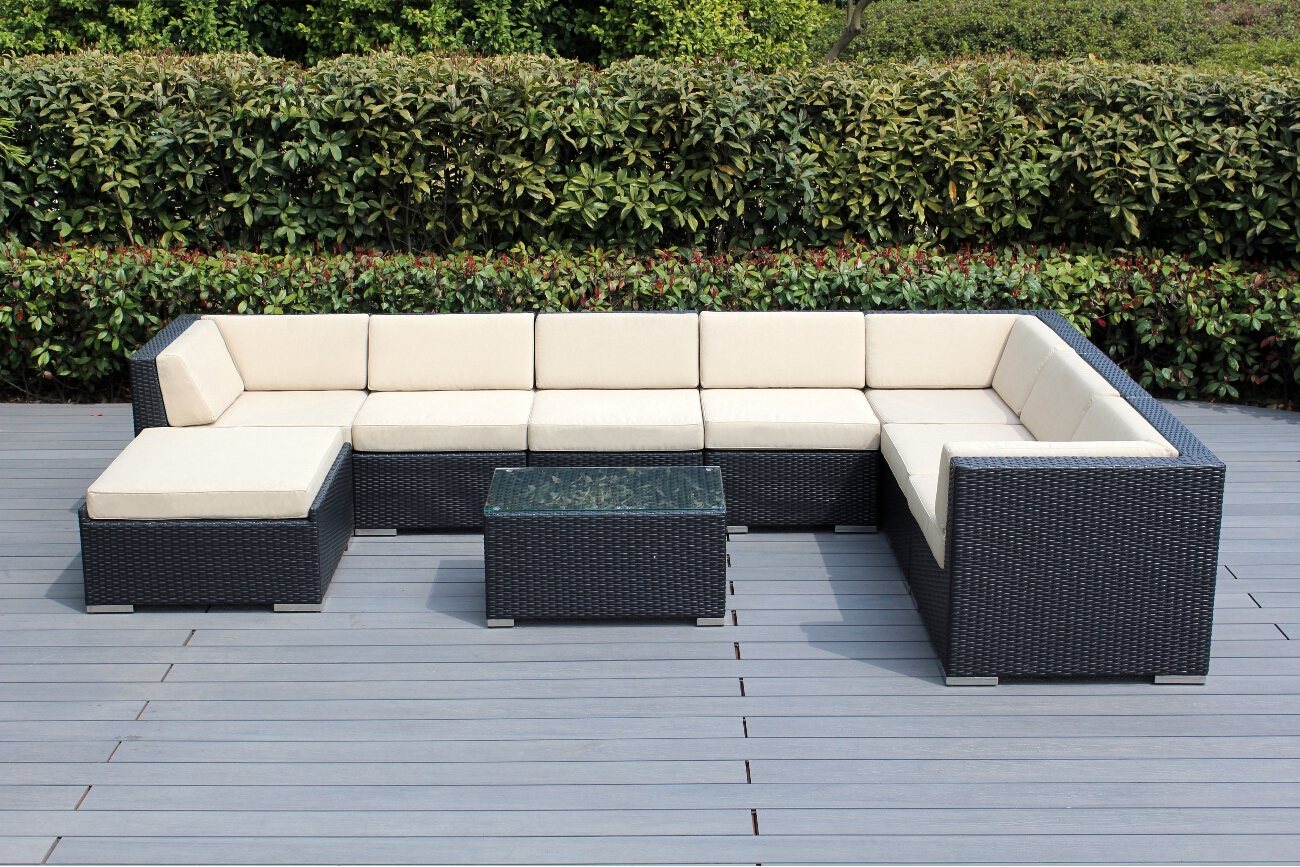 Fully Assembled Ohana Depot 9 Piece Outdoor Patio Wicker Furniture