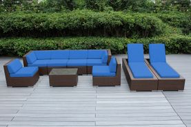 Ohana Depot Outdoor Patio Wicker Furniture 9-Piece Sofa, Chaise Lounge Set 