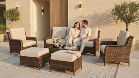 CUSTOM SET: Fully Assembled Ohana 8-Piece Summit Collection Outdoor Patio Wicker Seating Set, Oversized High-Back Chairs with 6" RainShield Cushions CUSTOM SET: Fully Assembled Ohana 8-Piece Summit Collection Outdoor Patio Wicker Seating Set, Oversized High-Back Chairs with 6" RainShield Cushions