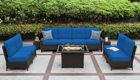 Fully Assembled Ohana 11-Piece Summit Collection Outdoor Patio Wicker Seating Set, Oversized High-Back Chairs with 6" RainShield Cushions