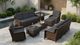 Fully Assembled Ohana 13-Piece Summit Collection Outdoor Patio Wicker Seating Set, Oversized Swivel High-Back Armchairs with 6" RainShield Cushions